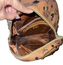 Authentic MCM Stark Studded Backpack Cognac Visetos Medium Brown image 7