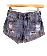 Bullhead High Rise Short Size 24 Light Wash Denim Distressed Jean Shorts... - $14.01 CAD