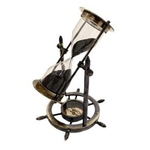 Hourglass Sand Timer Sandglass Wheel Hourglass with Compass Brass Clock - £36.08 GBP