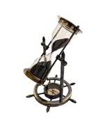 Hourglass Sand Timer Sandglass Wheel Hourglass with Compass Brass Clock - $46.08