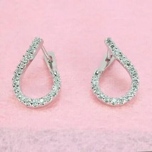 1.50Ct Round Cut D/VVS1 Moissanite Huggie Hoop Earrings in 14K White Gold Plated - $80.40