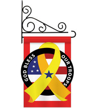 God Bless Our Troops - Applique Decorative Metal Fansy Wall Bracket Garden Flag  - £27.30 GBP