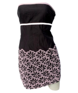 Cynthia Steffe Dress Sz S Strapless Mini Empire Waist Black Pink Eyelet ... - $14.38