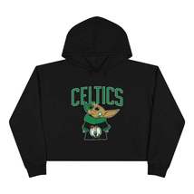 Baby Yoda-Boston Celtics Women&#39;s Drawstring Crop Top Hoodie Sweatshirt-S... - $34.20