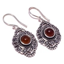 Citrine Round Gemstone 925 Silver Overlay Handmade Oxidised Antique Drop Earring - £8.93 GBP