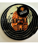 Trivet Halloween Pumpkin Haunted House Braided 9&quot; Round Hot Pad Chenille... - £16.93 GBP