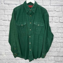 Allen Wickfield Mens Button Up Shirt Green Corduroy Size XL Outdoor - £23.42 GBP