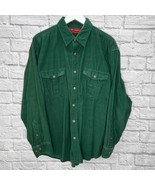 Allen Wickfield Mens Button Up Shirt Green Corduroy Size XL Outdoor - £23.49 GBP