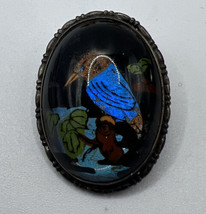 Antique Thomas L Mott TLM Pin Sterling Silver Butterfly Bird Portrait Art Museum - £85.77 GBP