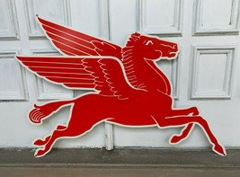 Mobil Gas Right Flying Red Horse Pegasus Metal Heavy Steel Sign Extra Large 35&quot; - £197.40 GBP