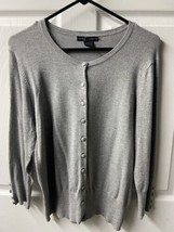 Grace Elements Womens Size L Gray Tight Knit Grannycore Cardigan Sweater - £11.64 GBP