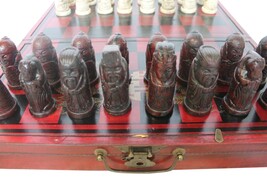 Chess set Ancient chinese  32 resin pieces with nice box and board big Red - $59.99