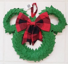 Vintage NWT Disney Christmas Holiday Mickey Mouse Wreath Felt with Plaid... - £103.11 GBP