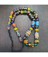 Vintage Venetian African style skunk Eyes and Chevron beads beaded neckl... - €59,89 EUR