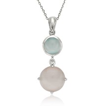 Sterling Silver Blue and Pink Cat’s Eye Necklace - £73.02 GBP