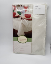 Damask Cream Color Holiday Tablecloth. Oval shape 60&quot; x 84&quot; Holly Pattern - $18.99