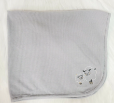 Parents Choice Baby Blanket Gray Lamb Thermal Waffle Cotton Security  B71 - £10.23 GBP