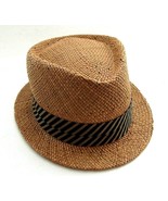 Fedora Straw Hat 100%Seagrass MED Striped Band Christys&#39; Crown/Tony Mere... - £31.27 GBP