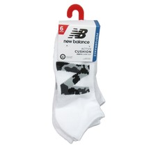 New Balance Active Cushion Low Cut Socks 6 Pack Men&#39;s Size 6-12.5 White NEW - $18.98