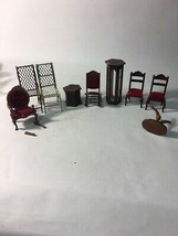 9 Pieces of Miniature  Doll House  Furniture chairs table metal outdoor rocker  - £33.04 GBP