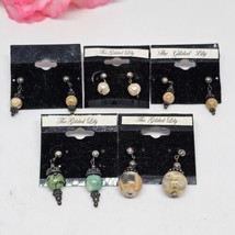 Lot of 5 x  925 Sterling Silver Dangle Pierced Earrings Jasper Turquoise Pearl - $24.99