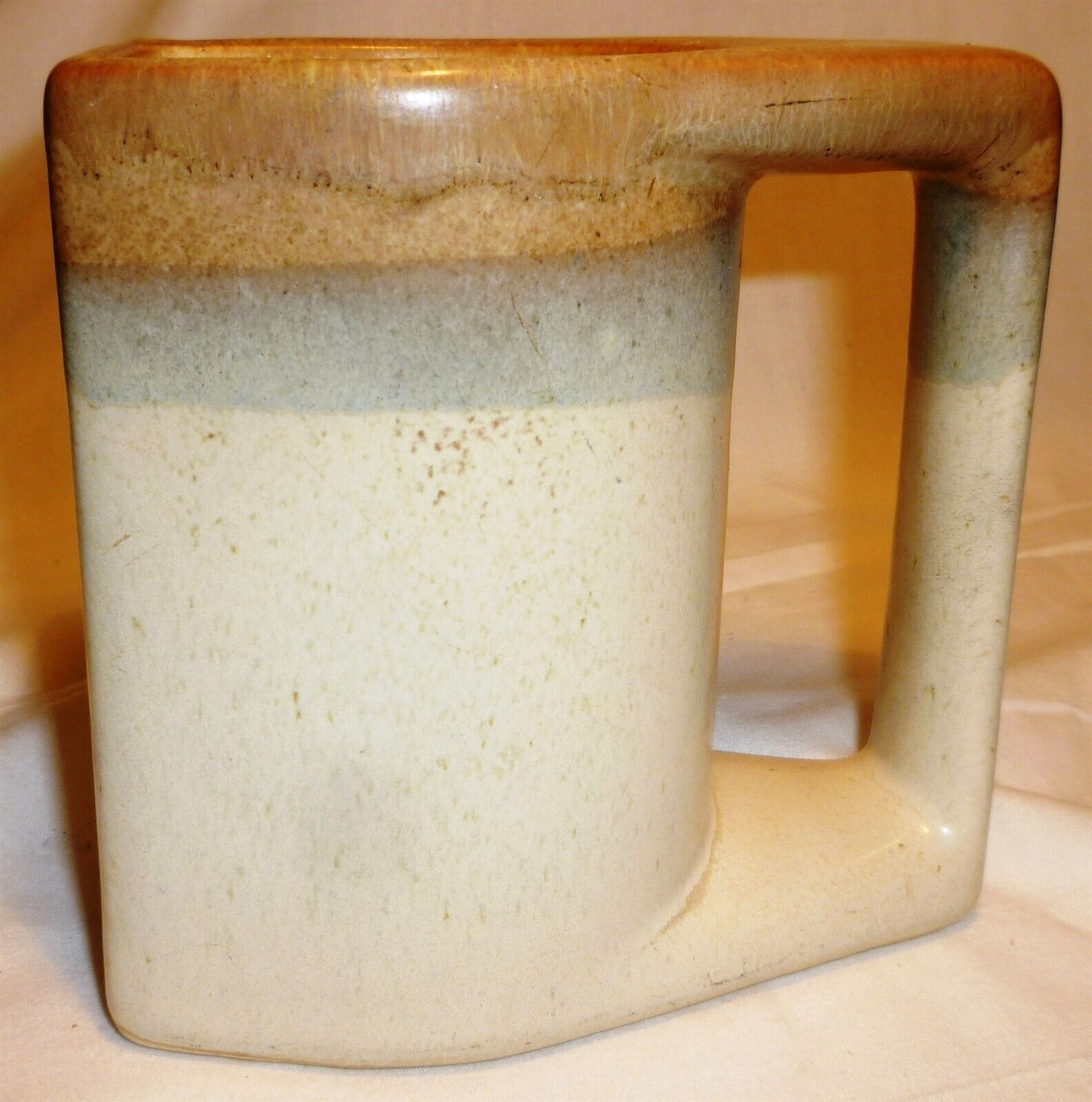 SET OF 4 NEW PADILLA STONEWARE MUGS BLUE &amp; GRAY CERAMIC ART POTTERY - $42.00