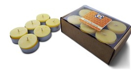 24 Natural Honey Scented Beeswax Tea Light Candles, Cotton Wick, Aluminum Cup - £22.12 GBP