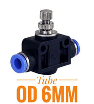 Pneumatic Air Flow Speed Control Valve Tube OD 6mm, Push In Fitting, 1 Pcs - $12.14