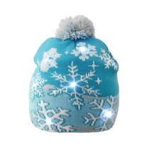 LED Light Up Snowflake Pompom Hat NEW - £8.69 GBP
