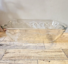 Clear Glass Loaf Baker  Anchor Hocking Savanah Pattern Meatloaf Vintage - $21.49