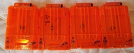 Lot of 4 Nerf Dart Gun 6 Round Magazine Clips Orange Elite Streamline Darts used - £13.64 GBP