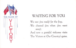 Waiting for Vicory ~WW1 Military Postcard 1910s Allied Flags + Poem-
show ori... - £7.31 GBP