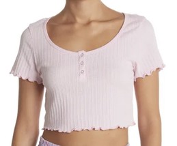 NWT BP. Pointelle Rib Crop Henley In Pink Opal Size 1X - £8.92 GBP