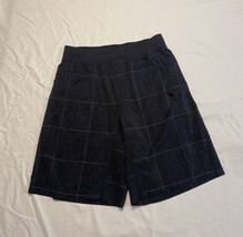 Lululemon Men’s Gym Shorts Black Gray Plaid Medium Unlined Stretchy Pockets  - £21.65 GBP