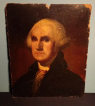George Washington Portrait / Painting On Board / Oil / After Stuart / Antique - £706.18 GBP