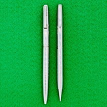 Vintage Sheaffer White Dot Pen And Pencil Set Chrome Click Clip - Tested Works - £11.64 GBP