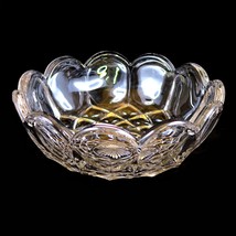 Sunburst &amp; Diamond Scalloped Rim Heavy Glass Serving Bowl Vintage Glassw... - $34.70