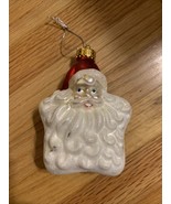 Vintage Small Christmas Ornament Santa Head Blown Glass - £15.56 GBP