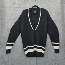 Zara Oversized Sweater Mens Medium Black White V-Neck Chunky Knit Varsit... - £21.49 GBP