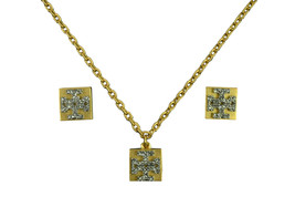 Tory Burch Womens 63899 Vintage Gold Tone T-Logo Earrings Necklace Set 8179-5 - £117.96 GBP
