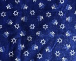 Star of David Hanukkah Blue Silver Glitter Menorah &amp; Star of David print... - £25.00 GBP