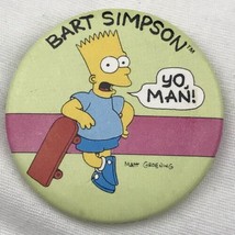 The Simpsons Bart Yo Man Vintage Pin Button Skateboard 80s 1980s TV - £9.43 GBP