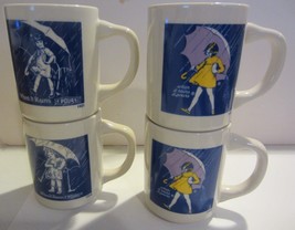 Morton Salt Coffee Mugs Set of 4 When It Rains It Pours - £18.92 GBP