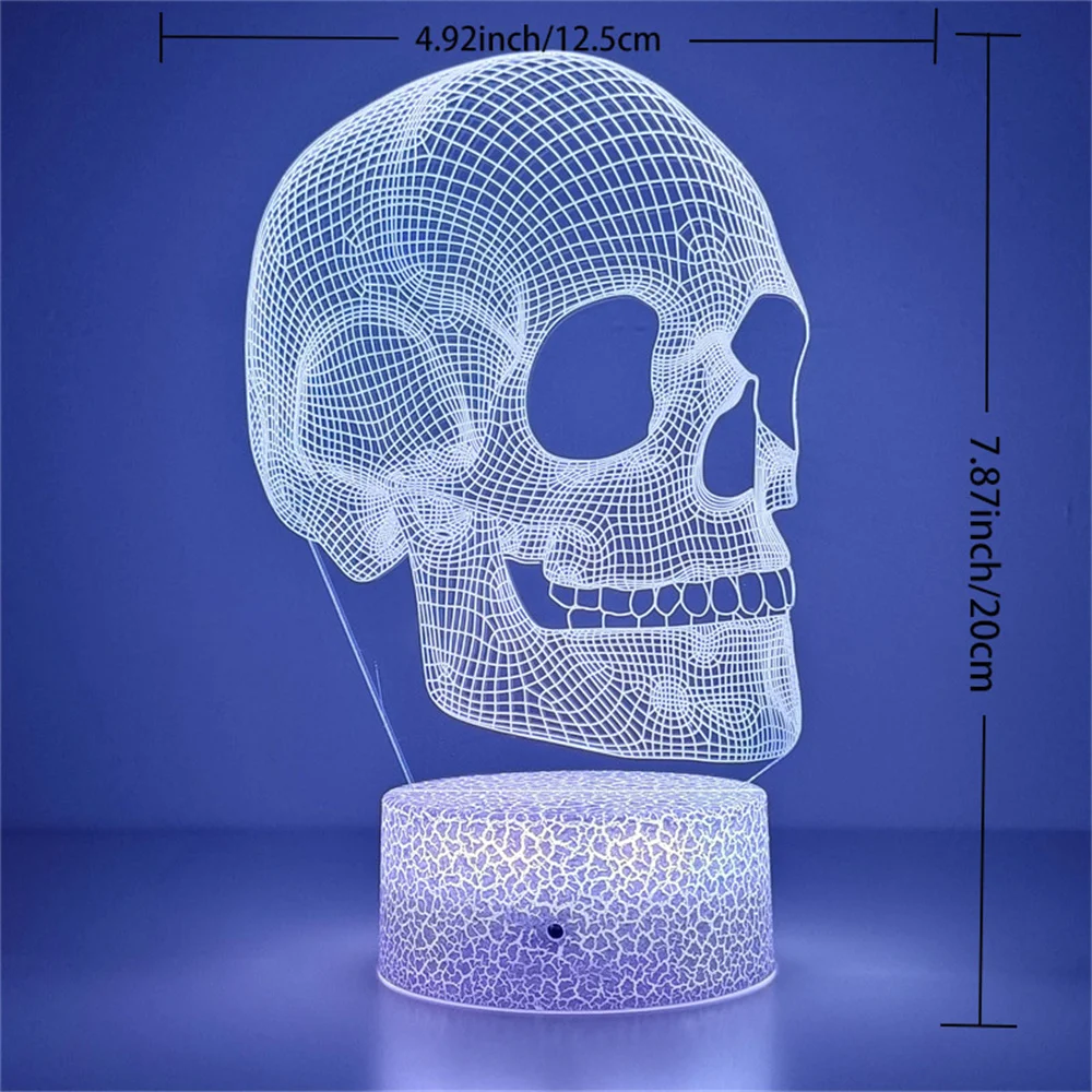 Skeleton 3D Illusion Lamp LED Desk Table Lamp Skull Night Light Best Christmas - £11.94 GBP+