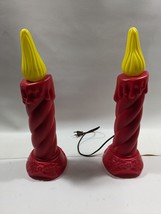 Pair of Vintage Beco Plastic Blow Mold Red Candles 16&quot; - £35.19 GBP