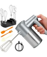 Cordless 7-Speed Hand Mixer, Rechargeable, 6 Attachments + Stand, Silver - $1,107.02 MXN