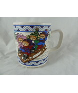 Lucy &amp; Me 1990 Enesco Coffee Mug Christmas Bears on Sled in snow - £9.46 GBP