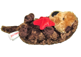 13&quot; Aurora Otter Plush Brown Tan Red Sea Star Stuffed Animal Toy 2017 Soft Toy - £6.53 GBP