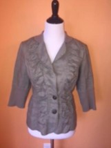 XCVI Light Grey 100% Ramie Ruffle Detail Two Button Jacket SZ XL Juniors... - £23.26 GBP