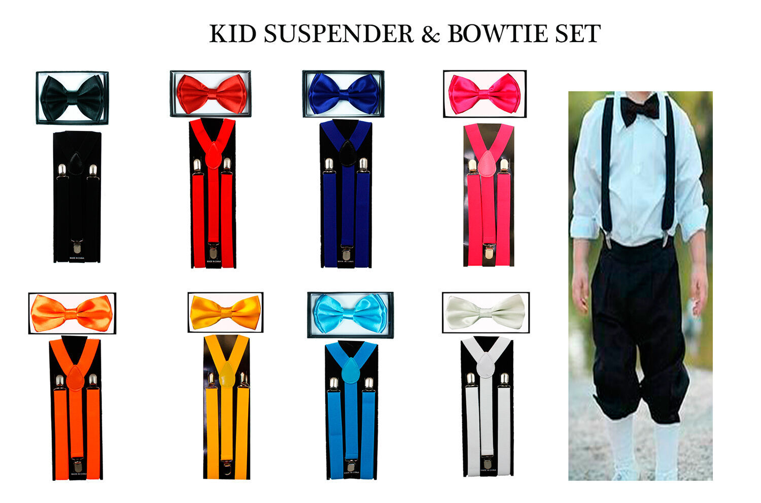 KID SUSPENDERS and BOW TIE COMBO SET Adjustable Boys Girls Toddlers - $8.75